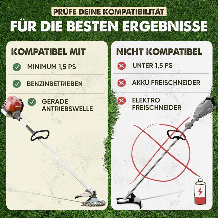 LAINFELD Unkrautbürste für Freischneider & Motorsense | Universelle Passform inkl. Adapter | Unkraut