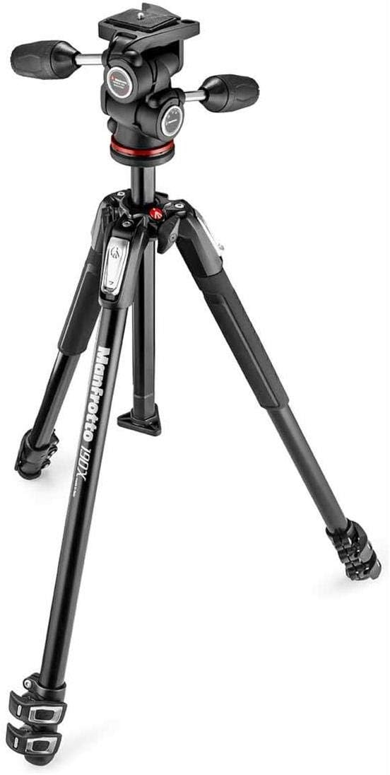 Manfrotto MK190 X 3–3 W1 + Kugelkopf für Kamera Stativ schwarz 3-Wege-Neiger, 3-Wege-Neiger