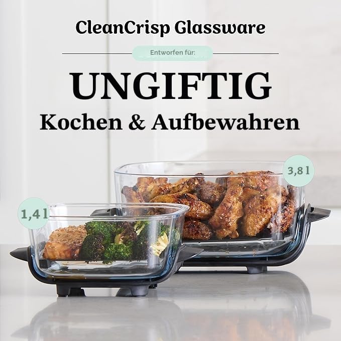 Ninja CRISPi Tragbare Luftfritteuse: Air Fry, Braten, Warmhalten, Recrisp, 2 x abnehmbare Glasbehält