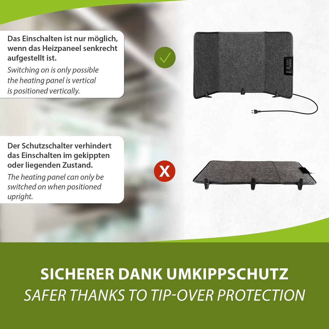 Mi-Heat Infrarot Schreibtischheizung 51x100cm Heizpaneel 165W Standheizung für Büro Schreibtisch Arb
