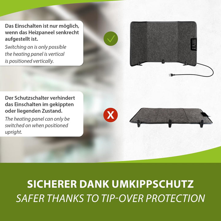 Mi-Heat Infrarot Schreibtischheizung 51x100cm Heizpaneel 165W Standheizung für Büro Schreibtisch Arb