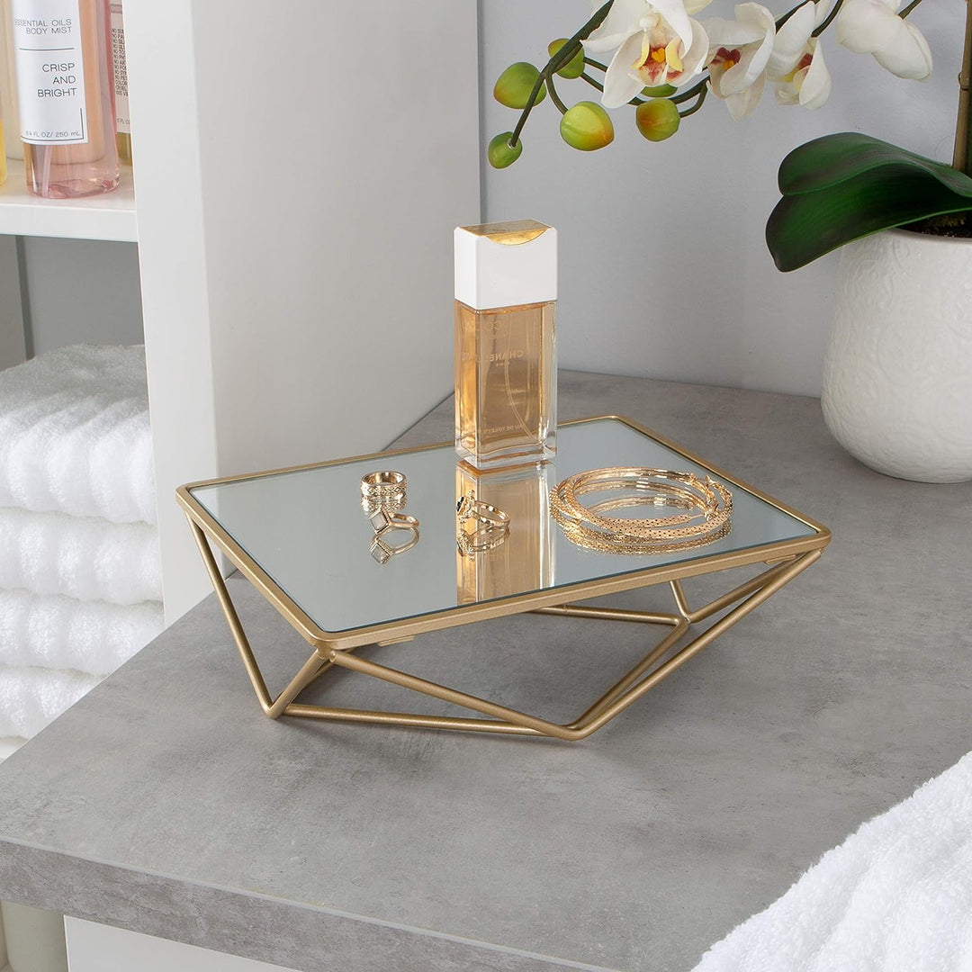 Bath Bliss Freistehender geometrischer Kosmetikspiegel, horizontal oder vertikal, für Make-up und Ra