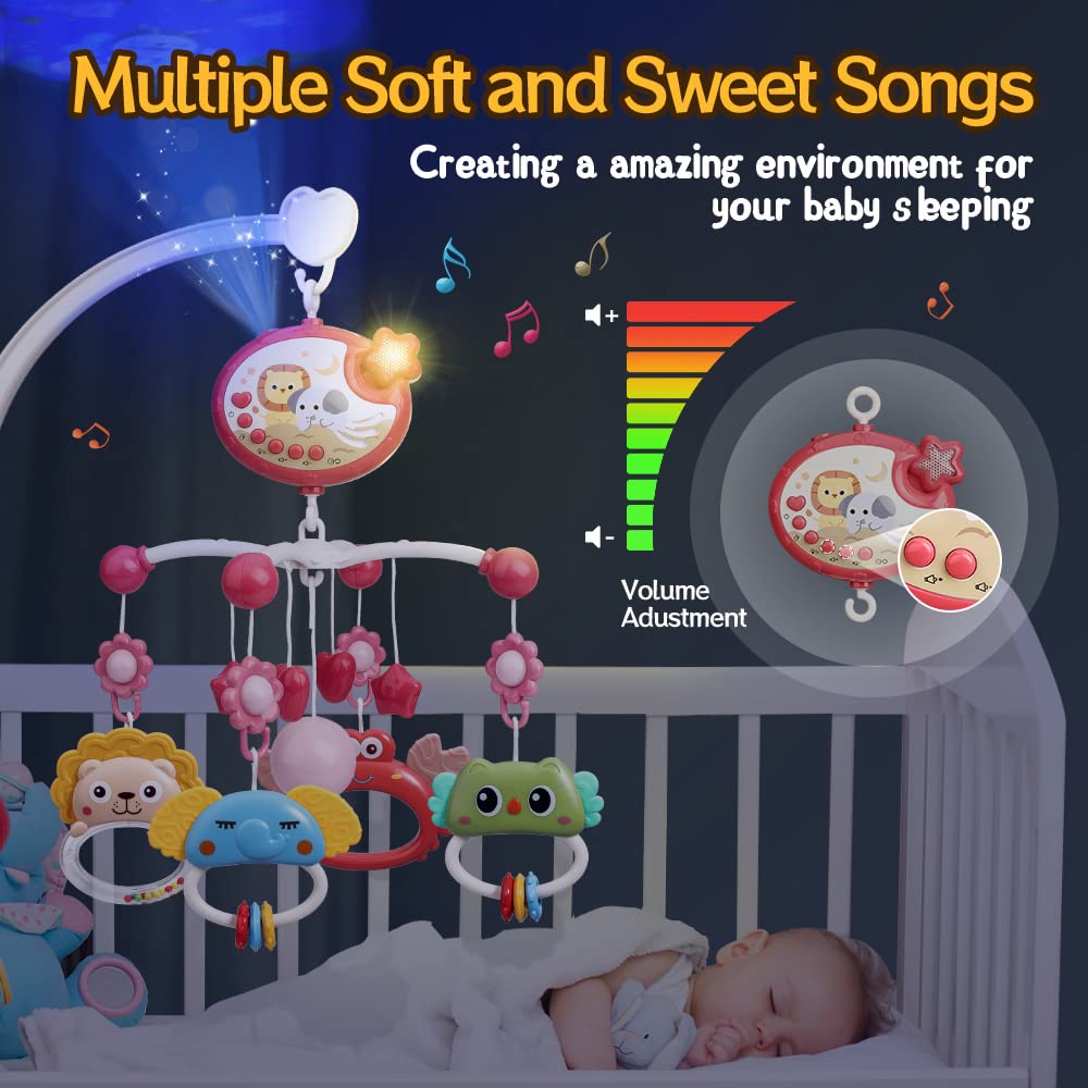 Mini Tudou Fernsteuerung Baby Mobile mit Stern Projektor & Timing-Funktion,Musical Mobile mit Melodi