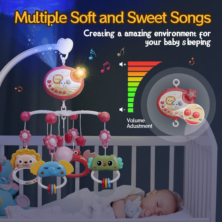Mini Tudou Fernsteuerung Baby Mobile mit Stern Projektor & Timing-Funktion,Musical Mobile mit Melodi