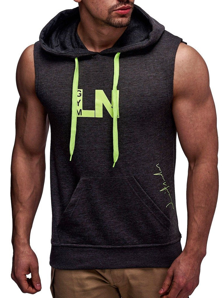 Leif Nelson Gym Herren Fitness T-Shirt Weste Trainingsshirt LN06260 S Anthrazit-gesprenkelt, S Anthr