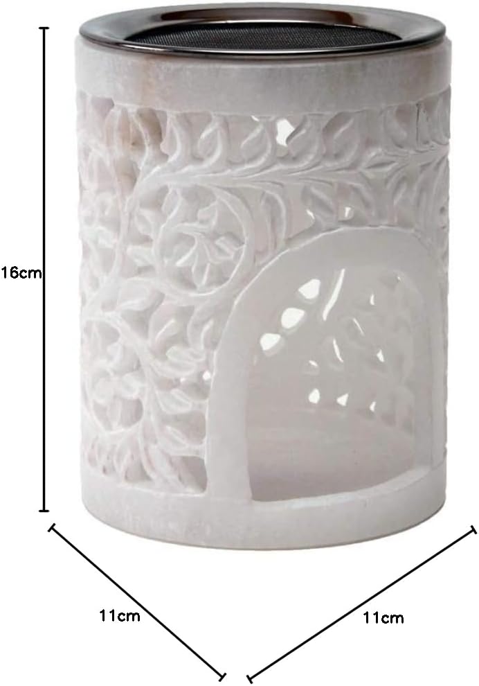 Bitto Weihrauchbrenner Windlicht LOTOS Alabaster Höhe 12 cm, Ø 9 cm mit Edelstahlsieb Ø 9 cm - Softs