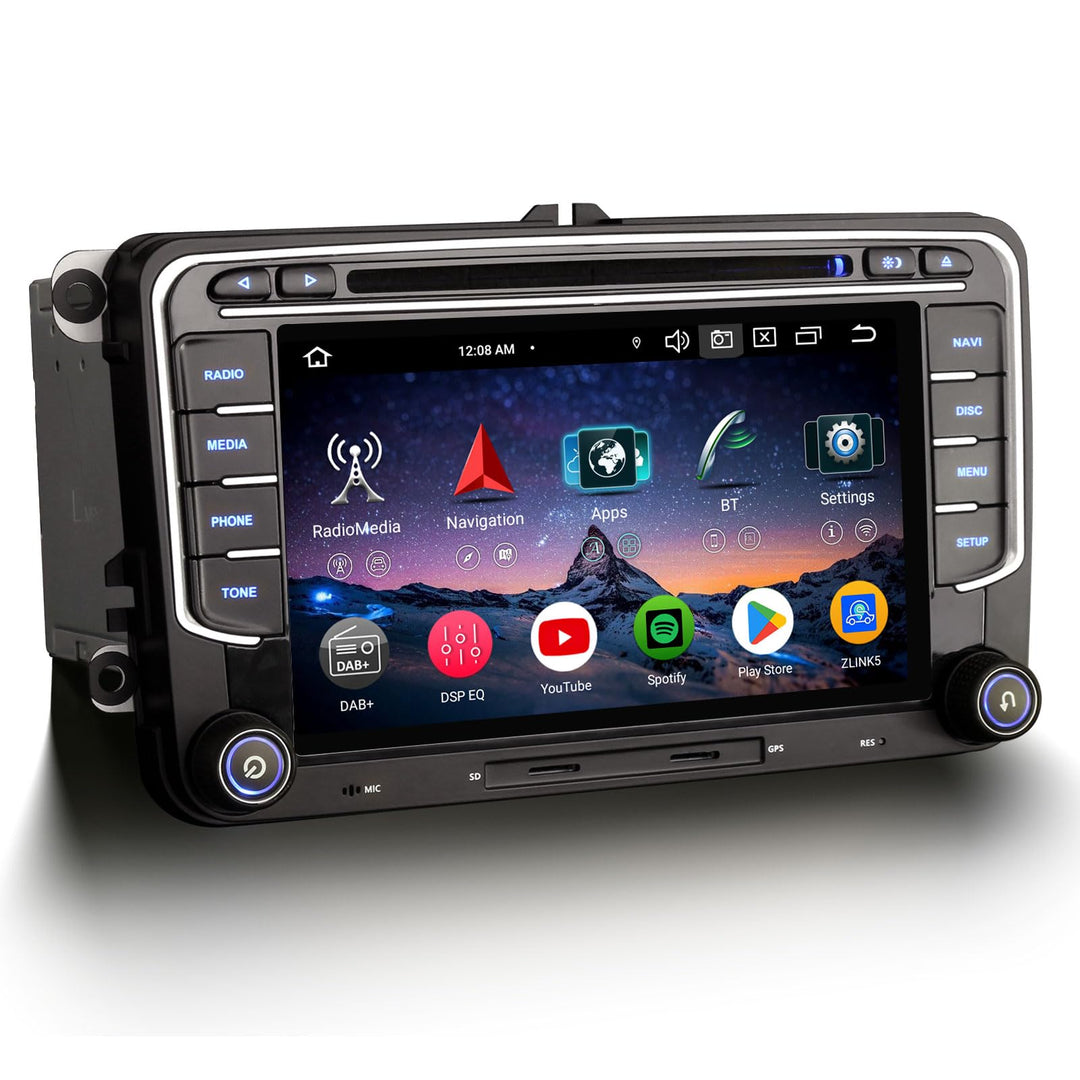 Erisin 7 Zoll Android 14 Autoradio CD mit GPS Navi für VW Polo 6R Crafter Amarok Caddy Transporter T