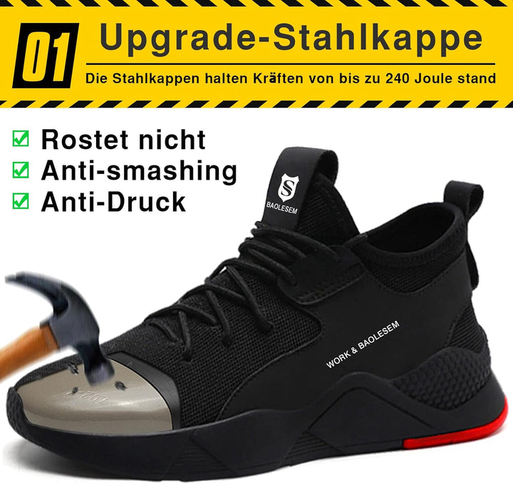 BAOLESEM Sicherheitsschuhe Herren Arbeitsschuhe Herren Damen Leicht Atmungsaktiv Sportlich Schutzsch