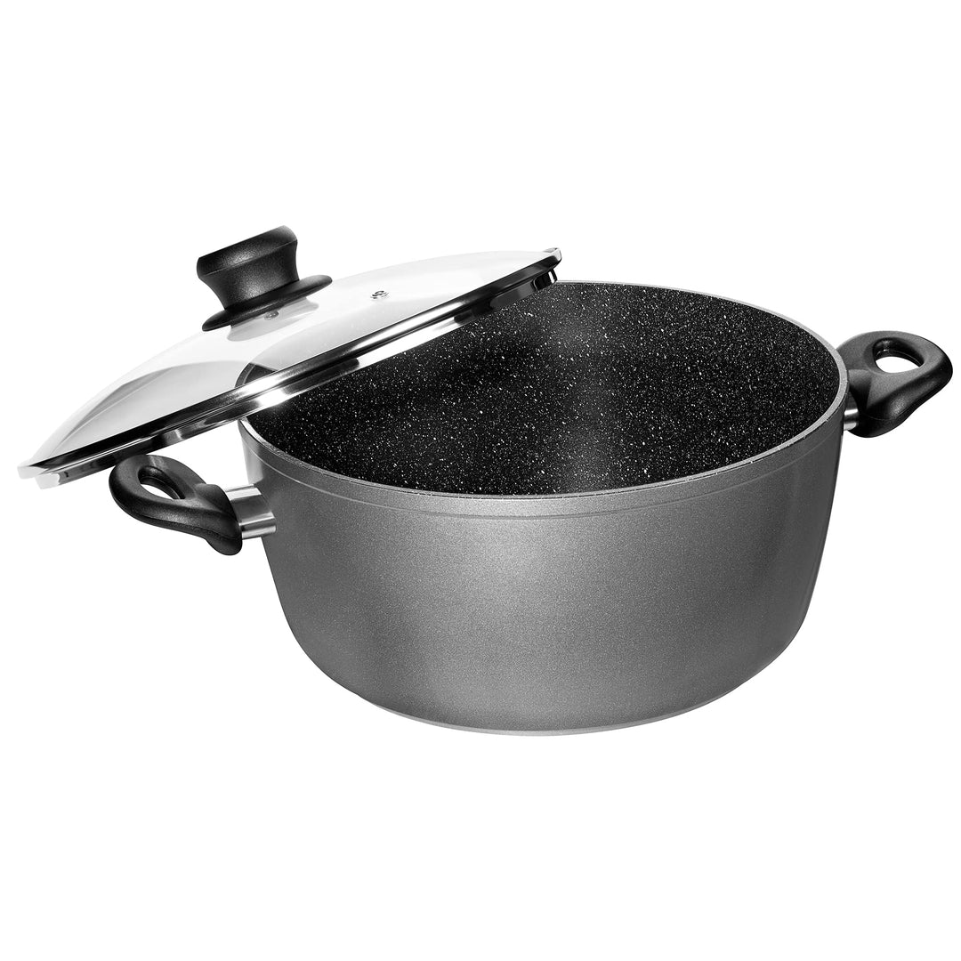 Stoneline XXL Kochtopf 28 cm, mit Deckel, Induktion, Aluguss, beschichtet mit echten Steinpartikeln,