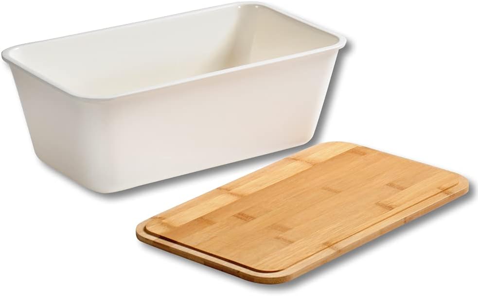 Kesper | Brotbox, Material: Kunststoff, Bambus, Masse: B: 35 x H: 13,5 x T: 20 cm, Farbe: Weiss, Bra