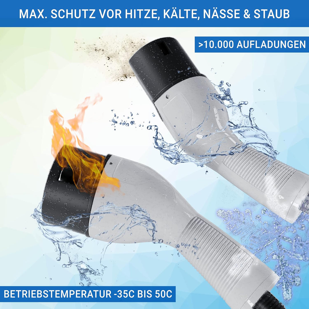 EVify Typ 2 Ladekabel 11kW 5M 16A für Elektroauto & Hybrid inkl. Kabeltasche • Kabel 3 phasig für EV