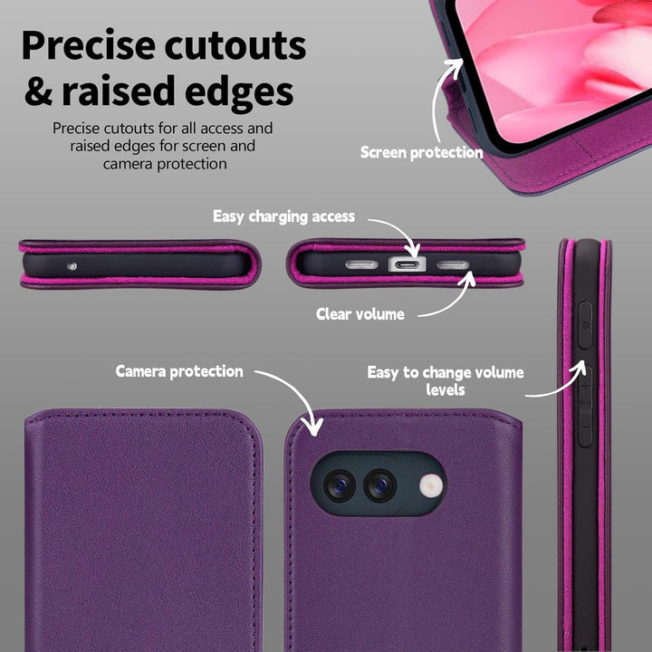 32ndShop 32nd Klassische Serie 2.0 - Lederhülle Case Cover für Google Pixel 9a, Echtleder Hülle Mit