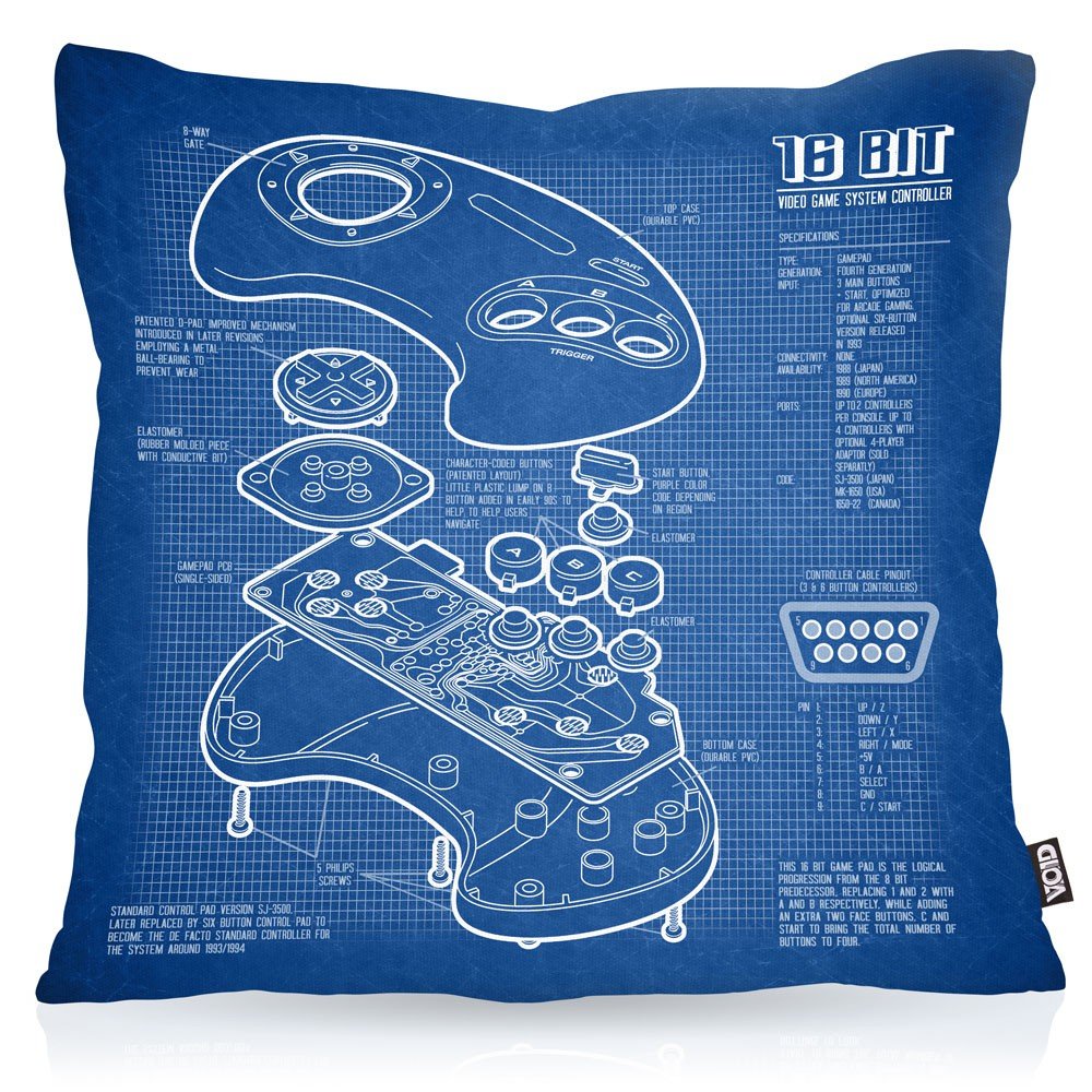 VOID 16-Bit Gamepad Kissenbezug Kissenhülle Outdoor Indoor Konsole Sonic, Kissen Grösse:50 x 50 cm,