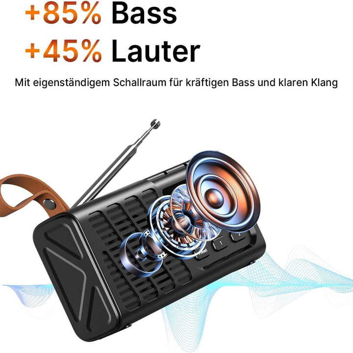 Tragbares DAB-Radio mit Bluetooth, USB wiederaufladbares FM-Radio, batteriebetriebene Digitalradios