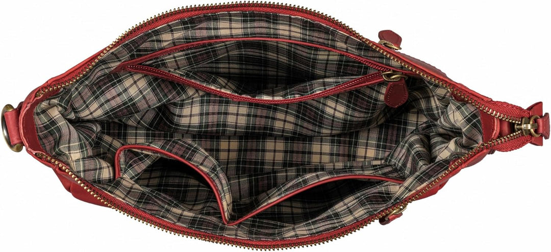 Benthill Damen Tasche Leder - Handtasche aus echtem Rindsleder - Umhängetasche mit Reissverschluss -