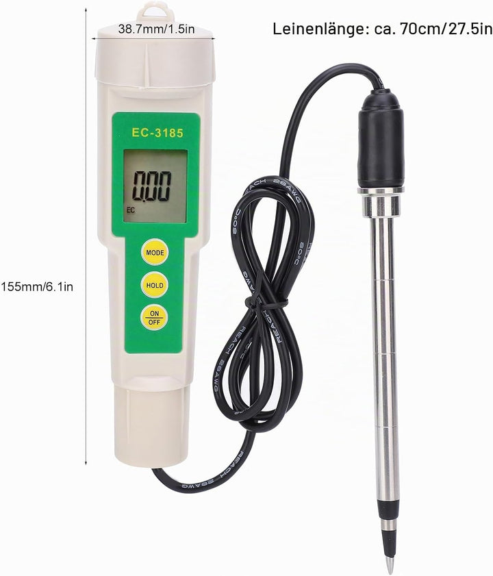 EC CF TDS 3-in-1-Bodentester EC-3185 Bodenmessgerät Bodenanalysegerät Pflanzenpflegetool für Den Gar