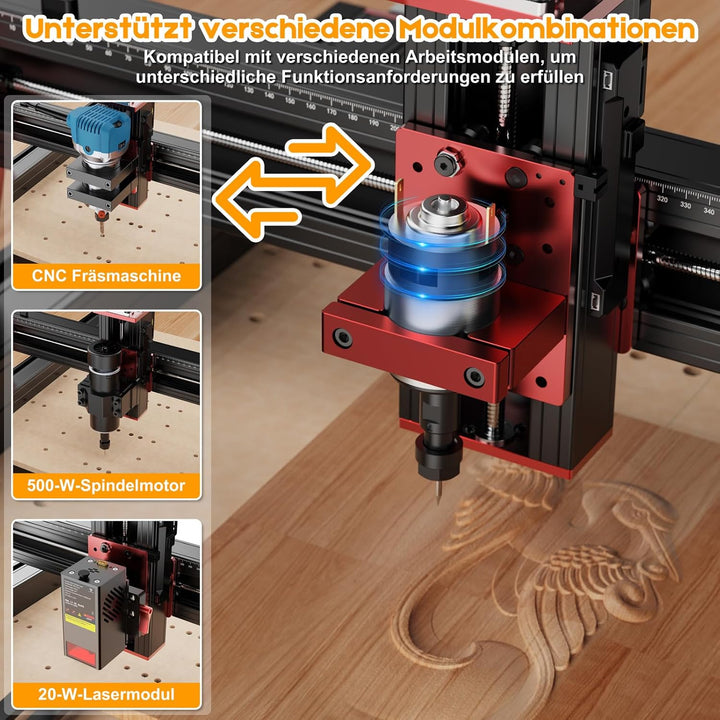 Twotrees TTC450 PRO CNC-Fräsmaschine, 4 Achsen, für Holz und Acryl, 90% montiert, leistungsstarker M