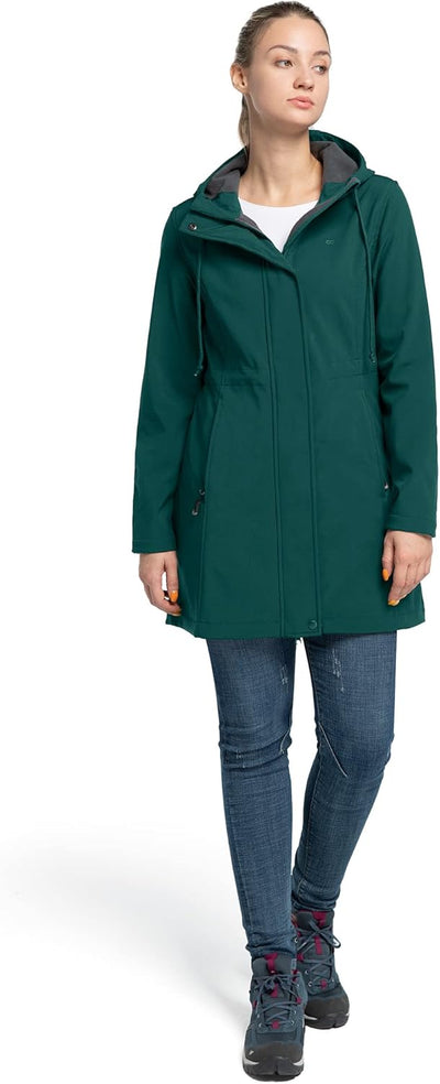 33,000ft Damen Leichte Wasserdichte Softshell Regenjacke Lange Funktionsjacke Übergangsjacke Windjac