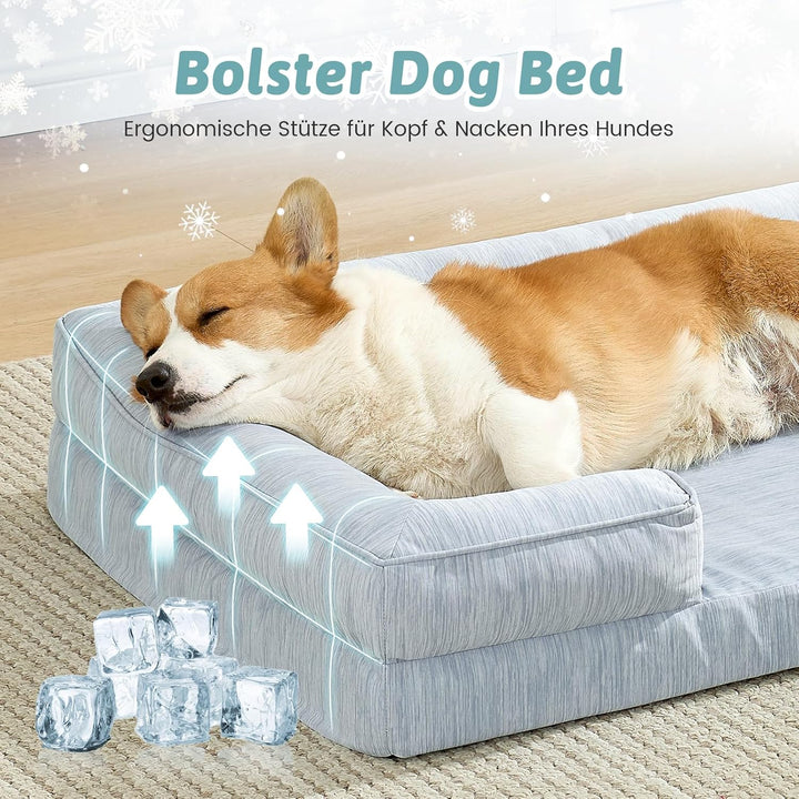 COZY KISS Kühlendes Hundebett Grosse Hunde, Q-Max>0.4 Sommer Hundekorb Selbstkühlend, 0rthopädisches