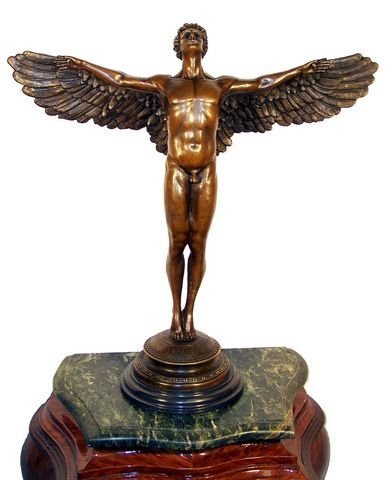 Kunst &amp; Ambiente - Erotische Bronzefigur - Ikarus/Geflügelter Mann - signiert - Adolph Alexander Wei