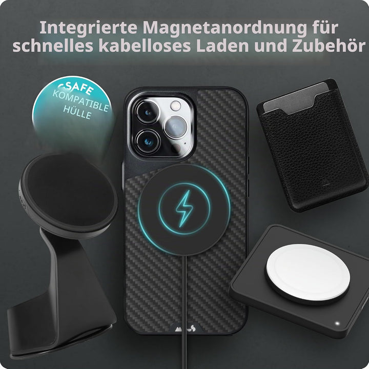 Mous - Hülle für iPhone 13 Pro Max - Carbonfaser - Limitless 4.0 - Handyhülle iPhone 13 Pro Max MagS