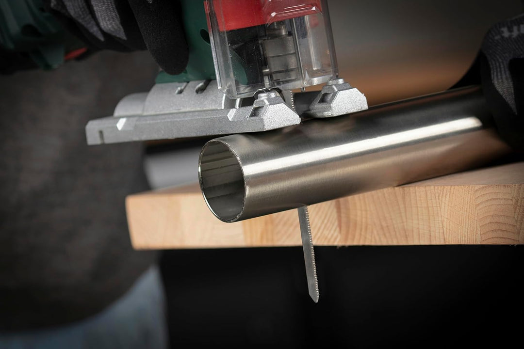 wolfcraft 10 Stichsägeblätter - feiner Schnitt - HSS-Blatt mit T-Schaft – ideal für Stahl-, Kupfer-