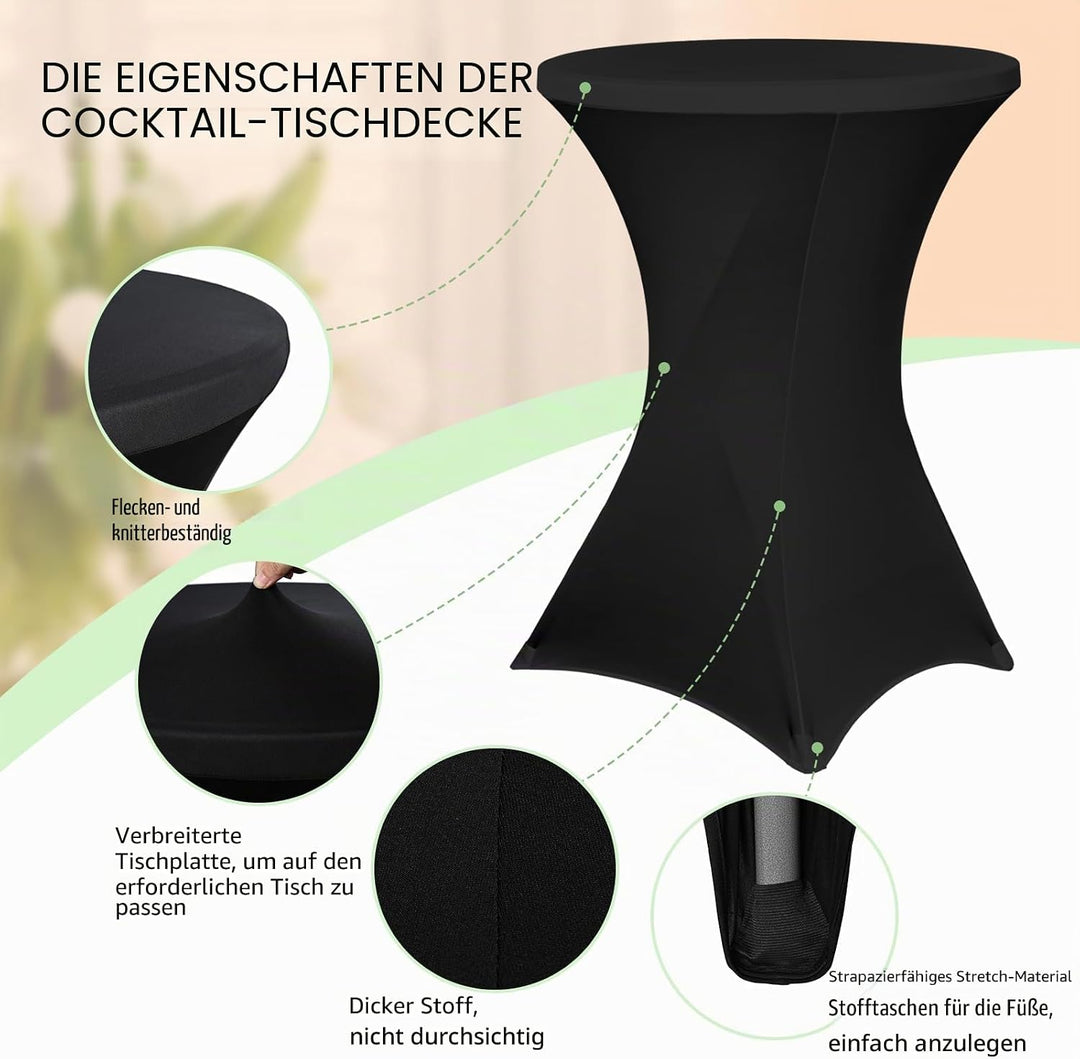 Pesonlook 6er-Set Stretch Stehtisch Husse für Bistrotisch Ø 70-75 cm Elegante,Verstärkung im Fussber