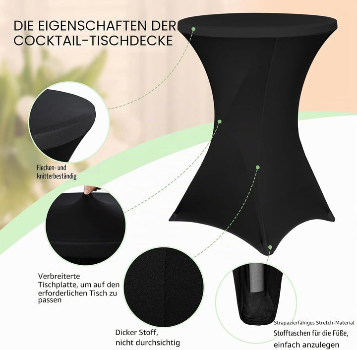 Pesonlook 6er-Set Stretch Stehtisch Husse für Bistrotisch Ø 70-75 cm Elegante,Verstärkung im Fussber