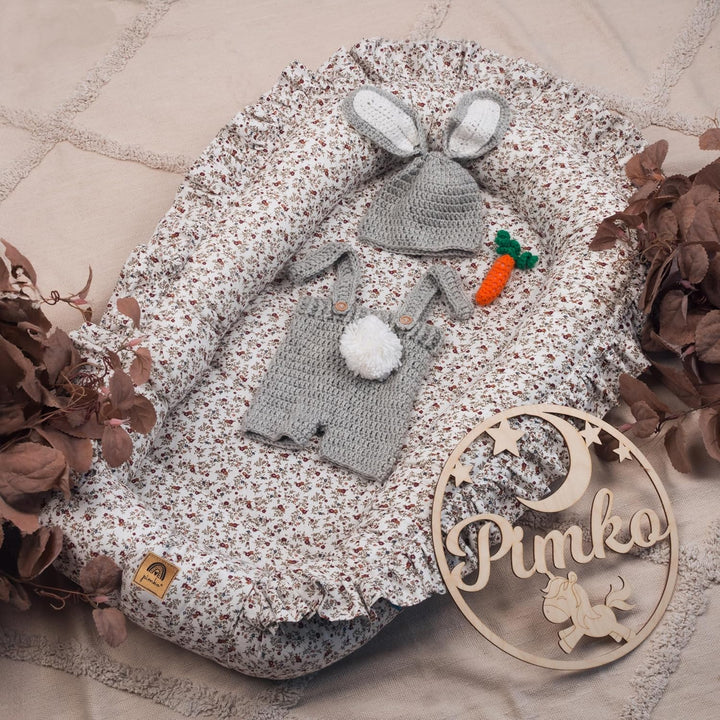 PIMKO Babynest mit rüschen Babynestchen für Baby Kuschelnest Babykokon für Säuglinge und Neugeborene