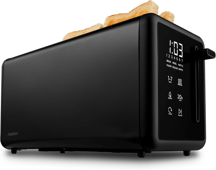 MEDION Toaster 4 Scheiben mit Brötchenaufsatz (7 Bräunungsstufen, 5 Automatikprogramme, 1.450 Watt,