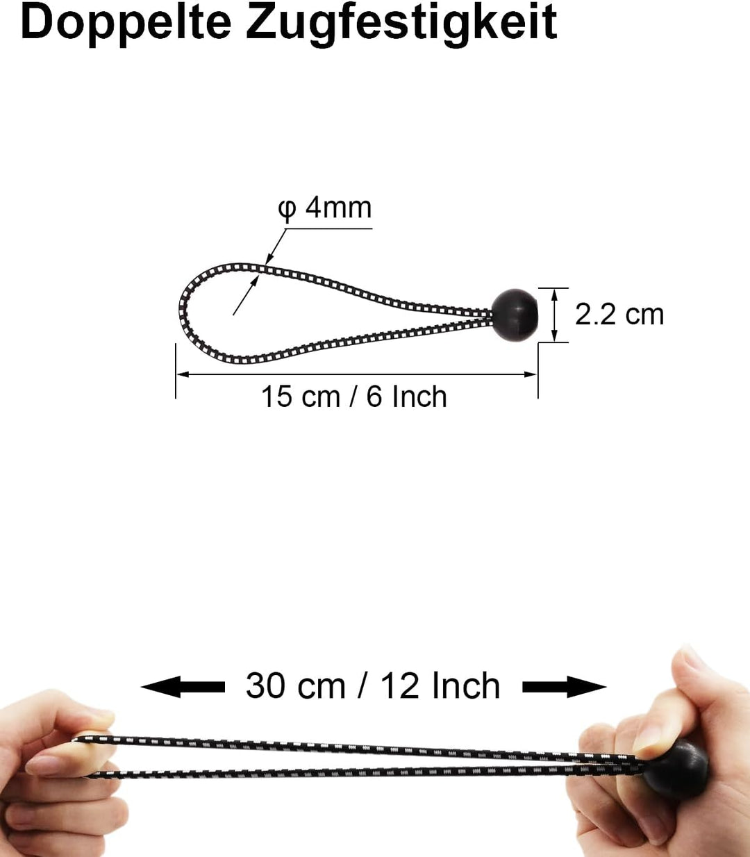 WMZOBH Spanngummis mit Kugel 15cm, 100 Stück Planenspanner mit Kugel, Spanngummi Kurz, Planenbefesti