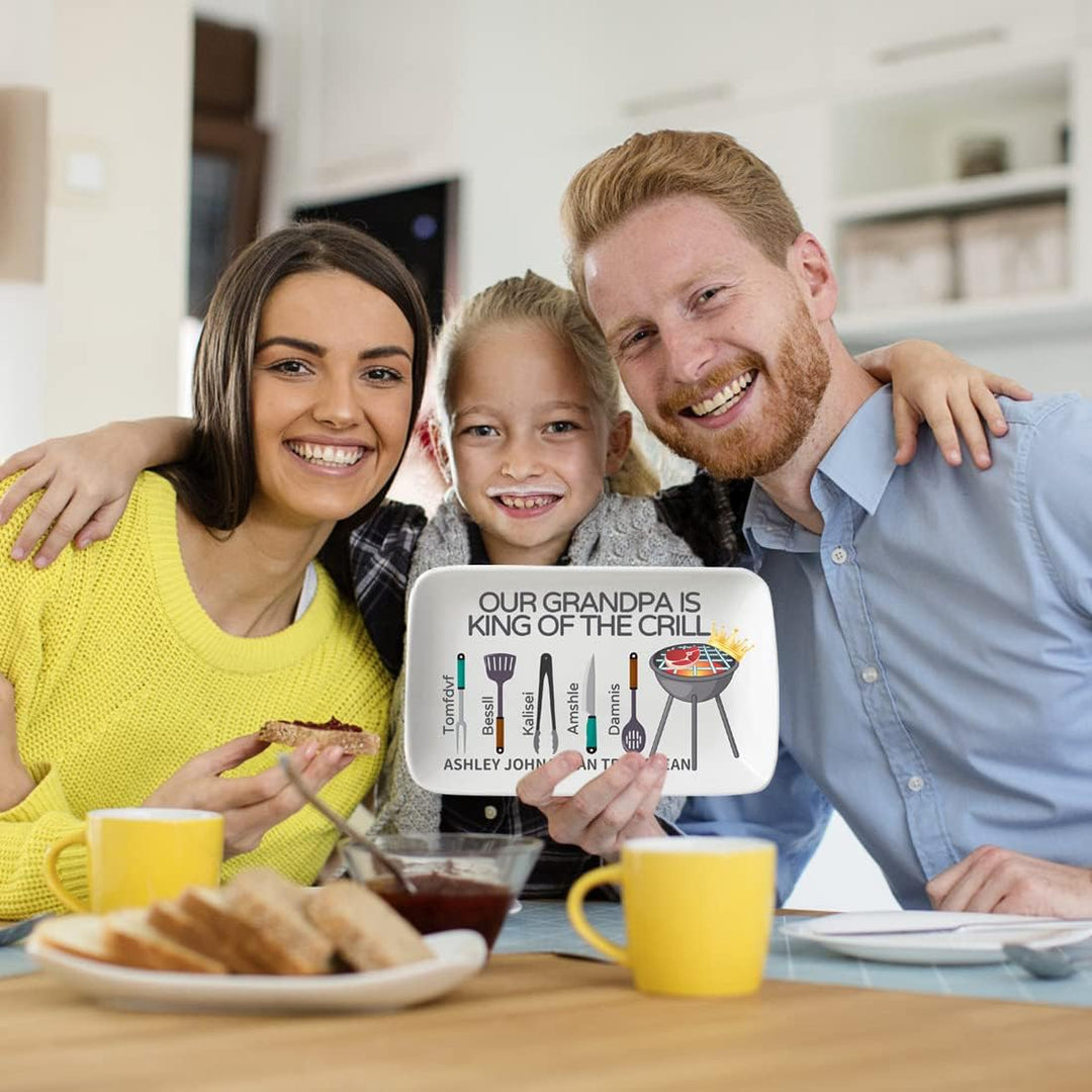 Personalisierte Vatertags-Grillplatte Väter/Papa Grillplatte Benutzerdefinierte Familie Name BBQ Gri
