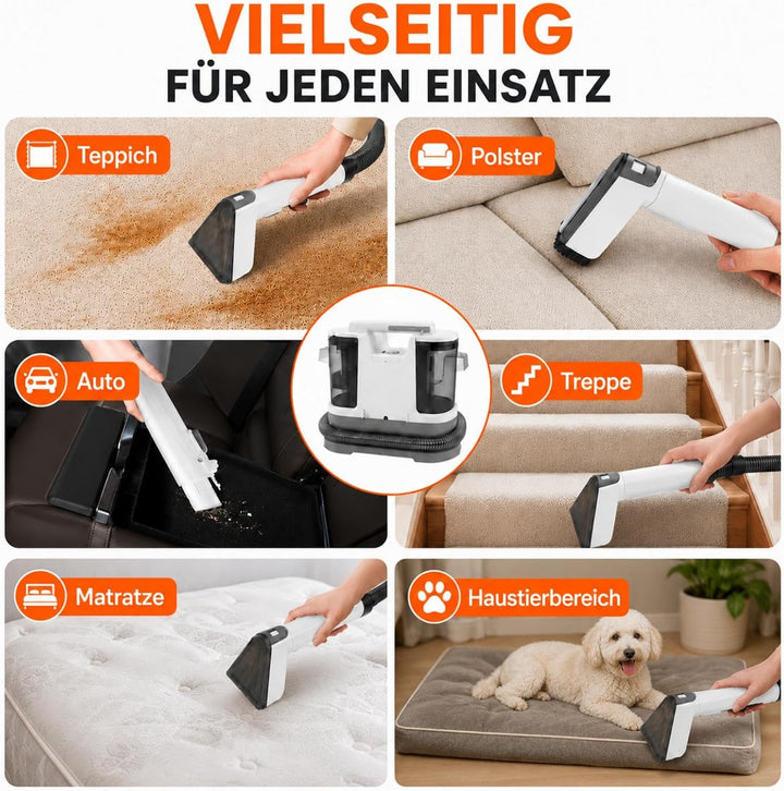 Polsterreiniger Gerät Nasssauger Waschsauger, 450W Waschsauger Teppichreiniger, 12Kpa Polsterreinige