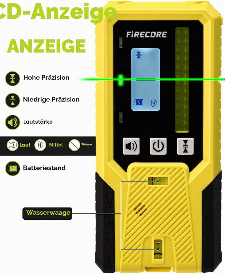 Laser Empfänger Firecore Laserdetektor FD40 für Puls-Kreuzlinienlaser, für Rote und Grüne Laserstrah