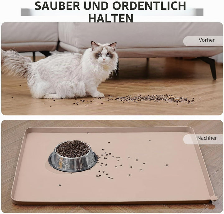 Silikon-Futtermatten für Haustiere - wasserdichte Hunde- und Katzenplatzmatten mit erhöhten Rändern