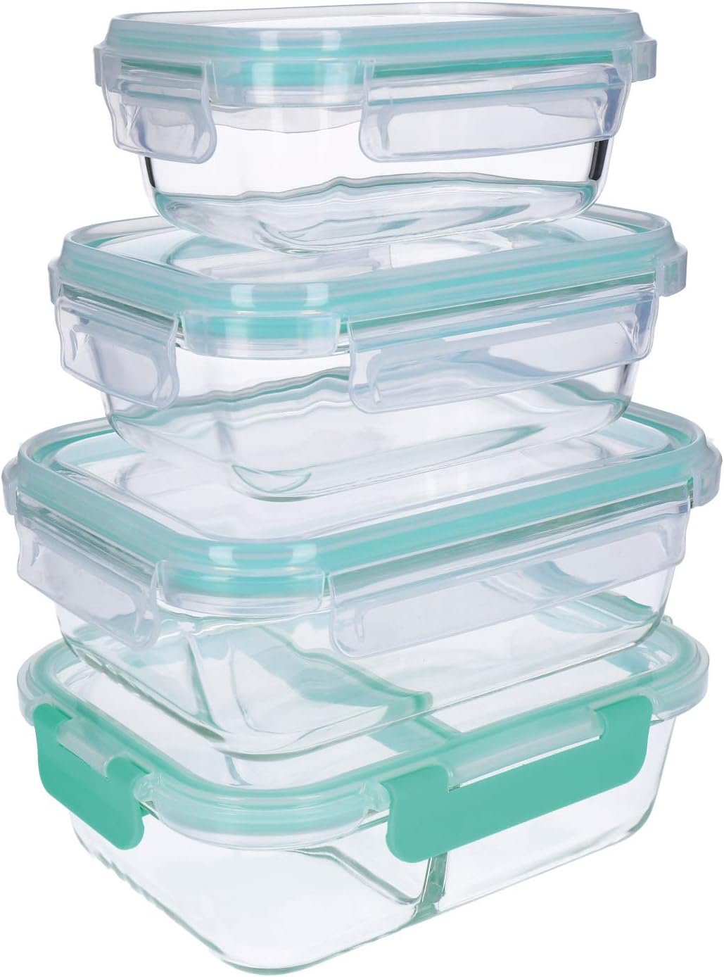 Frischhaltedosen-Set mit Deckel und Klipp-Verschluss, Behälter aus Thermo-Glas, hitze- und kältebest