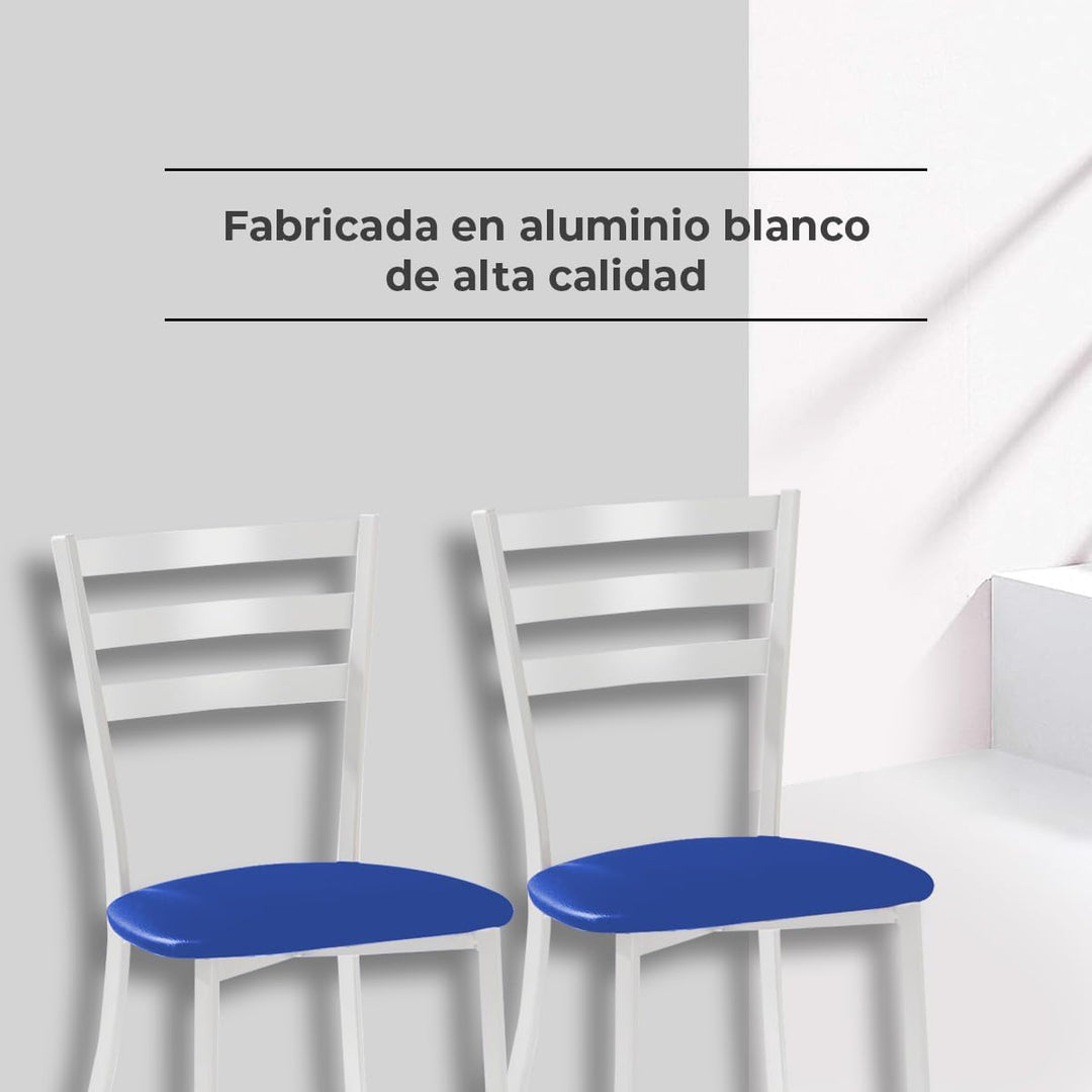 ASTIMESA SCRRAZ Zwei Küchenstühle, Metall Aluminium Kunstleder, blau, Altura de asiento 45 cms