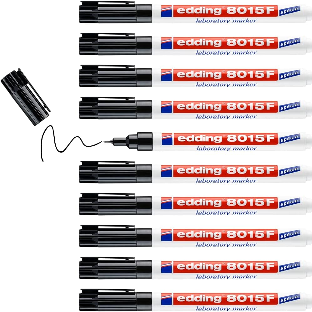 edding 8015 F Labormarkierer - schwarz - 1 Stift - Rundspitze 0,75 mm - ideal für extra feine Beschr