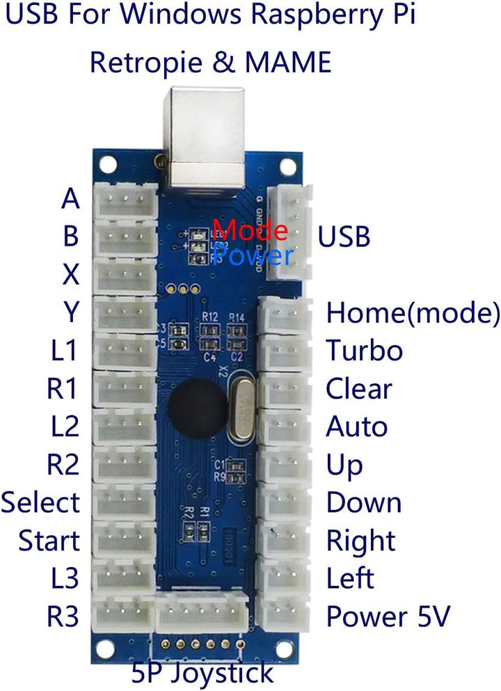 Arcade 2 Player Game Controller Stick DIY Kit LED Buttons Chrome Paint MX Microswitch 8 Way Joystick
