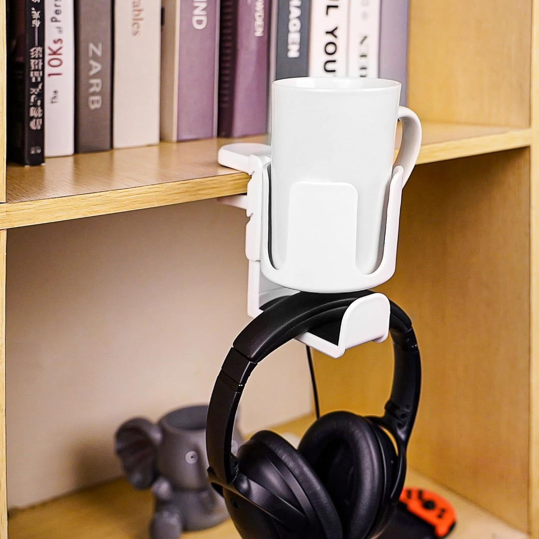 GEEKRIA 2-in-1-Kopfhörer-Aufhänger & Schreibtisch-Becherhalter, unter Schreibtischklemme, drehbares