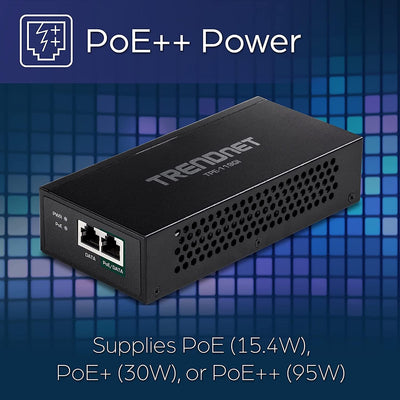 TRENDnet TPE-119GI Gigabit PoE++ Injektor, wandelt einen Nicht-PoE-Port in einen PoE++ um Gigabit, P