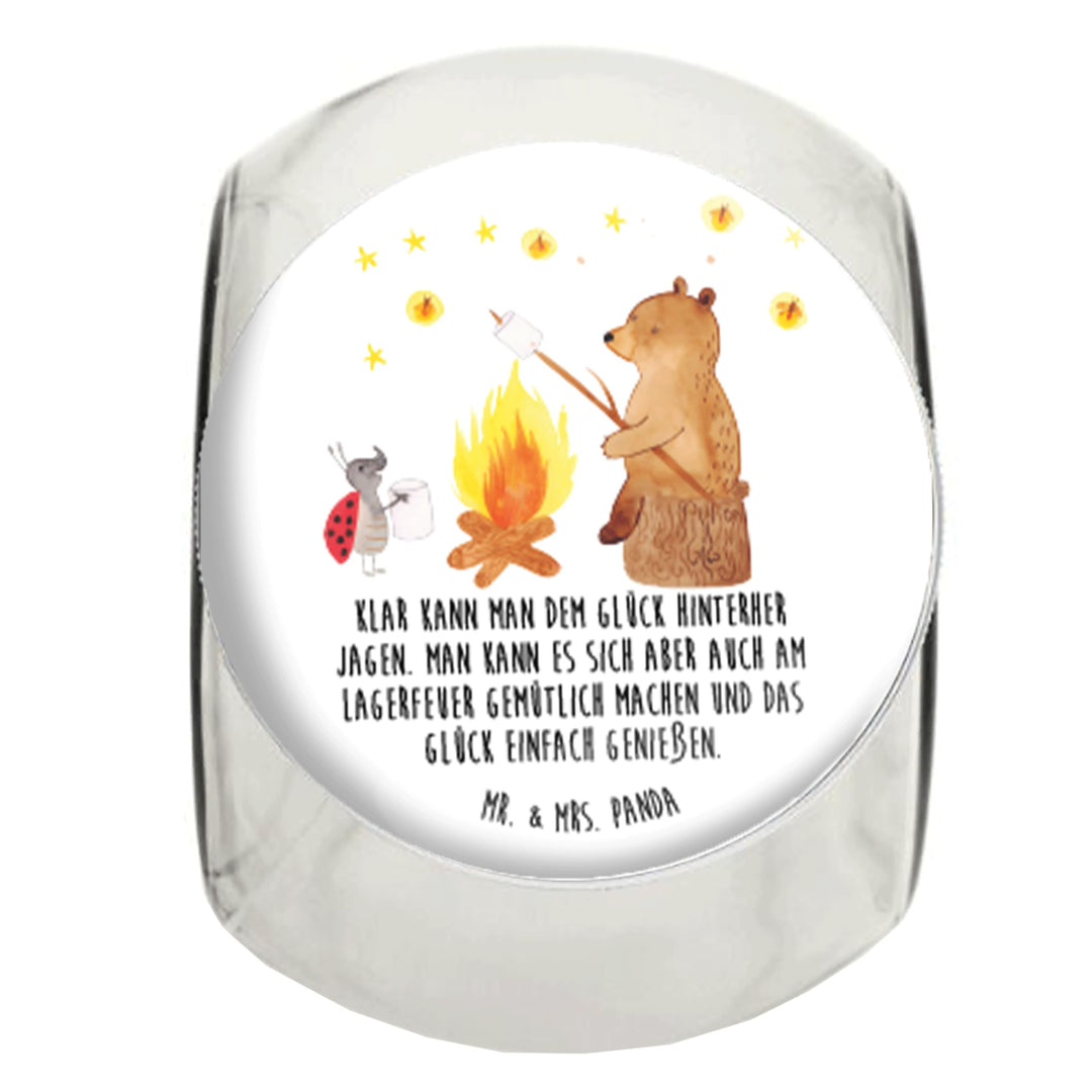 Mr. & Mrs. Panda Vorratsdose Glas Bär & Marienkäfer Lagerfeuer L 870ml - Geschenk, Kaffeedose, Teddy