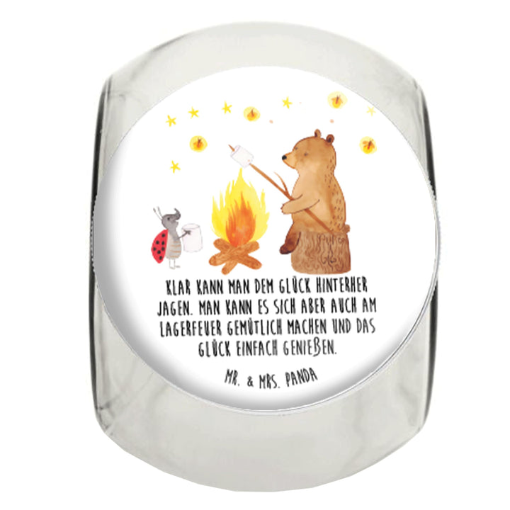 Mr. & Mrs. Panda Vorratsdose Glas Bär & Marienkäfer Lagerfeuer L 870ml - Geschenk, Kaffeedose, Teddy