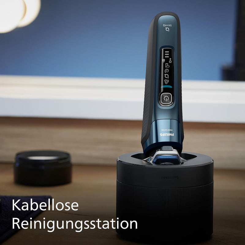 Philips Shaver S8000 – Elektrischer Nass-& Trockenrasierer mit SkinIQ Technologie in Eisblau mit int