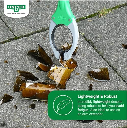 UNGER NiftyNabber Trigger Allzweckgreifer (93 cm lang, Müllzange, mit Magnetspitze, Greifkopf 360° d