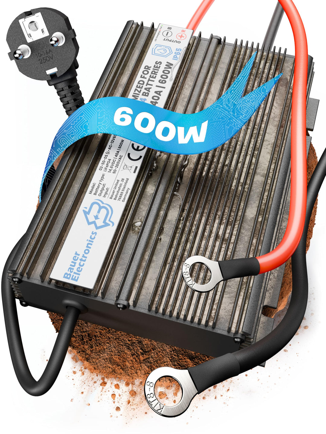 Bauer Electronics | 48V Batterie-Ladegerät LiFePO4 58,4V 10A 600W | Optimiert für Lithium-Eisenphosp