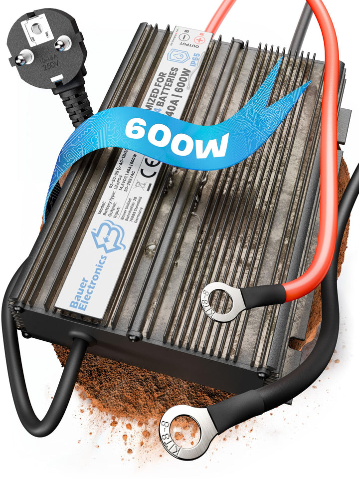 Bauer Electronics | 48V Batterie-Ladegerät LiFePO4 58,4V 10A 600W | Optimiert für Lithium-Eisenphosp