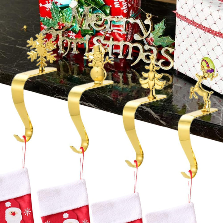 Larfraecy Weihnachtsstrumpf Aufhänger Haken 4 Stück Kaminhalter Haken,Weihnachten Kamin Metall Hänge