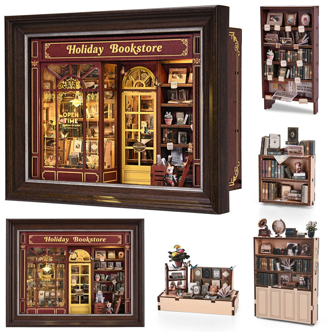 Book Nook Kit, DIY Miniatur Haus Puppenhaus Bausatz Bücherregal Deko für Jugendliche und Erwachsene（