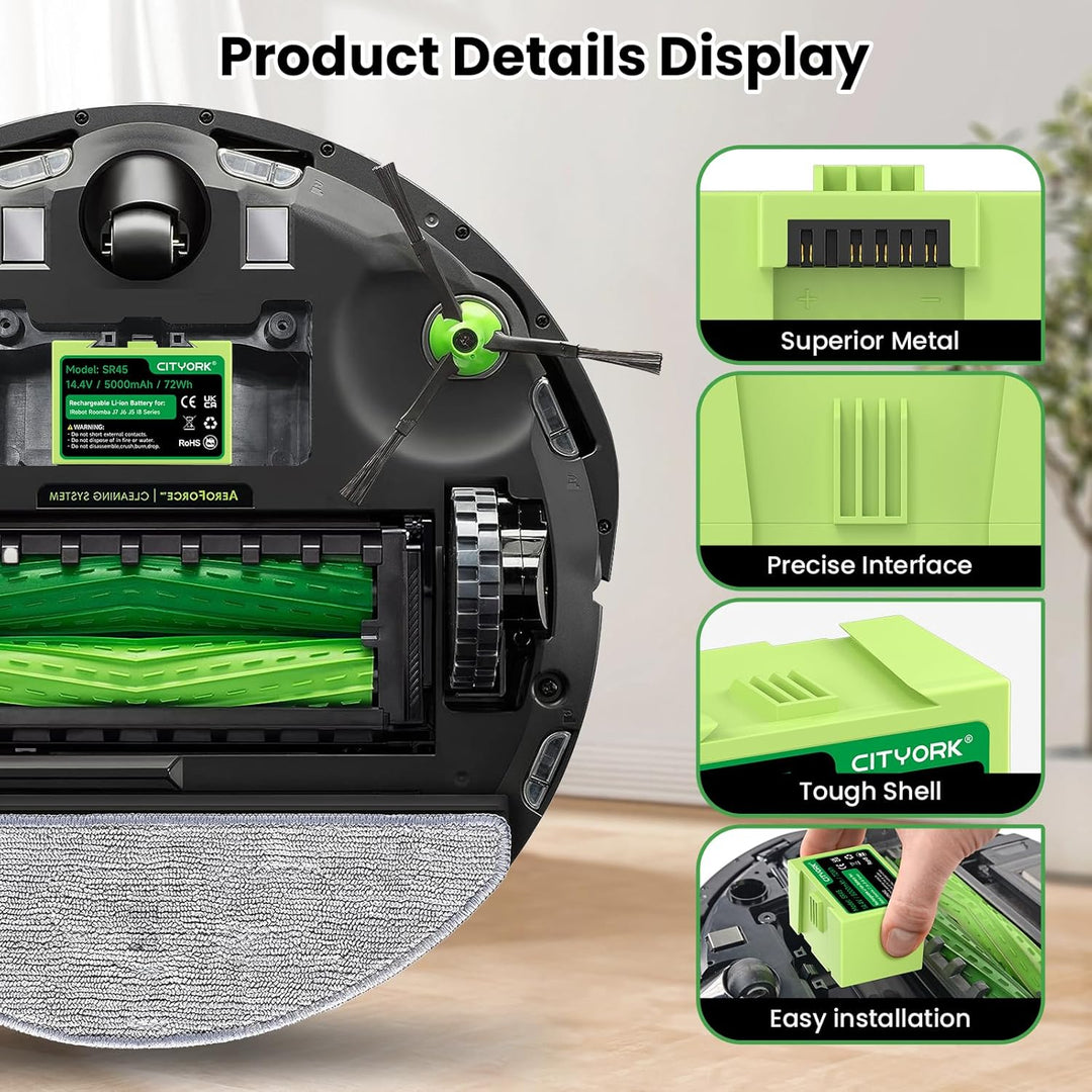 CITYORK Li-ion ABL-D1/ABL-D2 Ersatz Akku für iRobot Roomba J7/J7+, J6/J6+, J5+/J5, I8/I8+ Plus J7550
